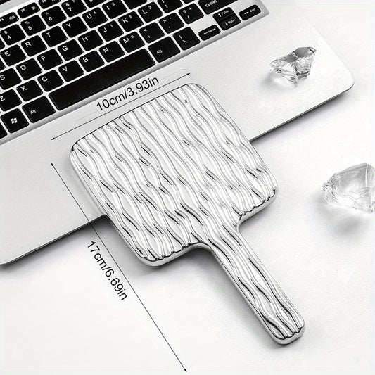 Wave Pattern Square Hand Mirror Small Vanity Mirror Portable Beauty Mirror