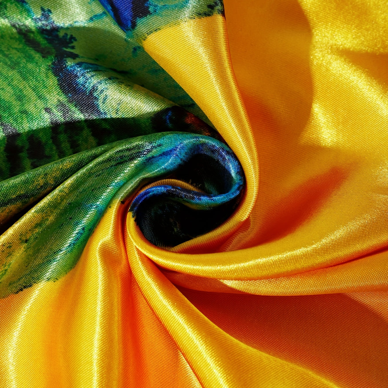 Chinese Landscape Scarf Gradient Bandana Satin Shawl Windproof Head Wrap