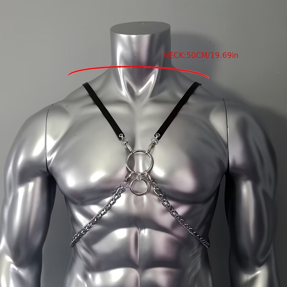 Men's Leather Chain Harness Chest Shoulder Strap Cosplay Costume