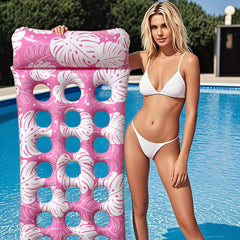 Inflatable Water Hole Floating Row Leaf Print Water Recliner for Beach