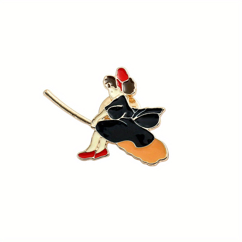 Enamel Magic Girl Cat Brooch for Boys
