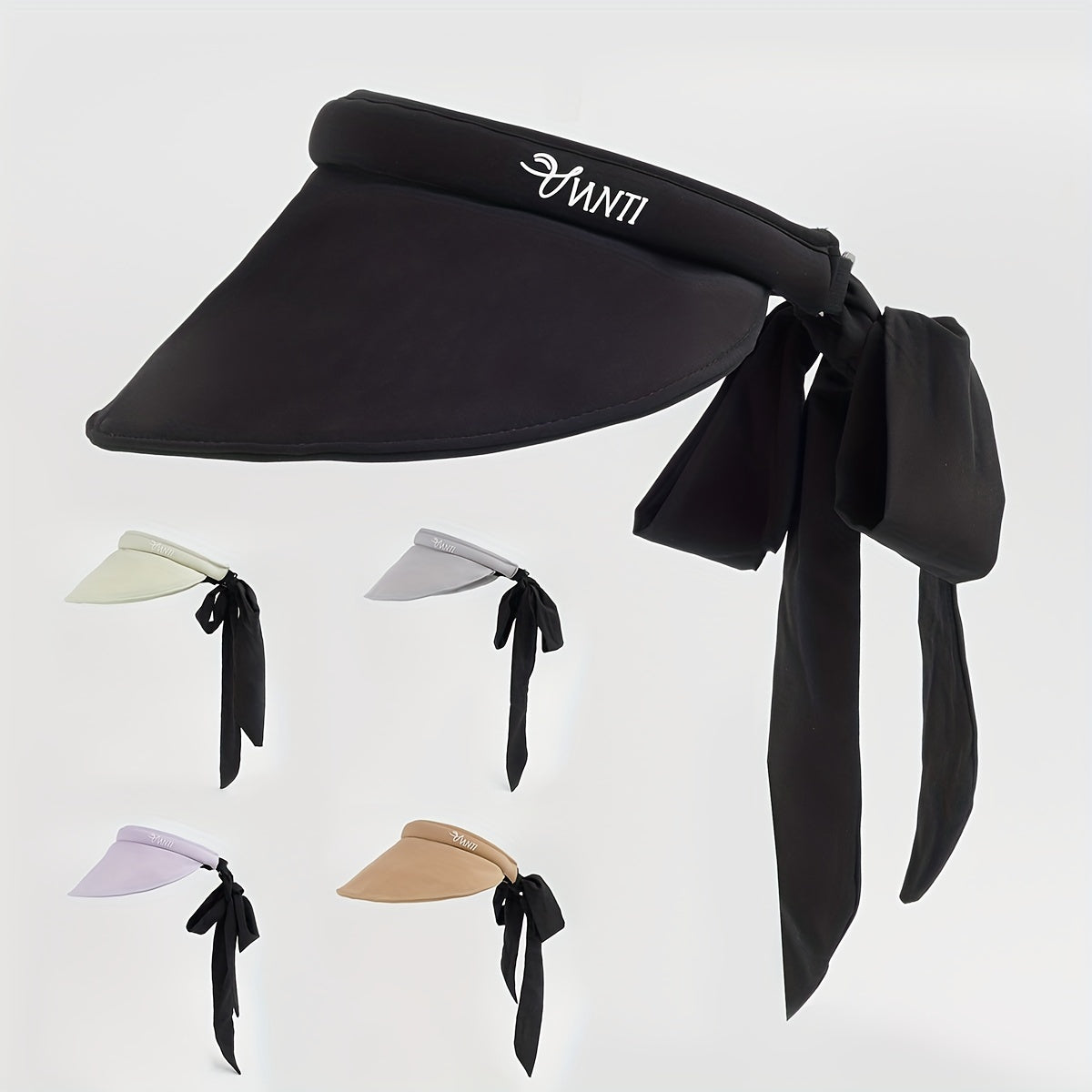 Solid Visor Hat With Detachable Ribbon Sunscreen Golf Cap