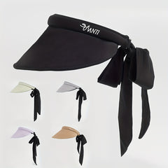 Solid Visor Hat With Detachable Ribbon Sunscreen Golf Cap