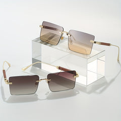 Rectangle Rimless Sunglasses Retro Gradient UV400 Sun Shades