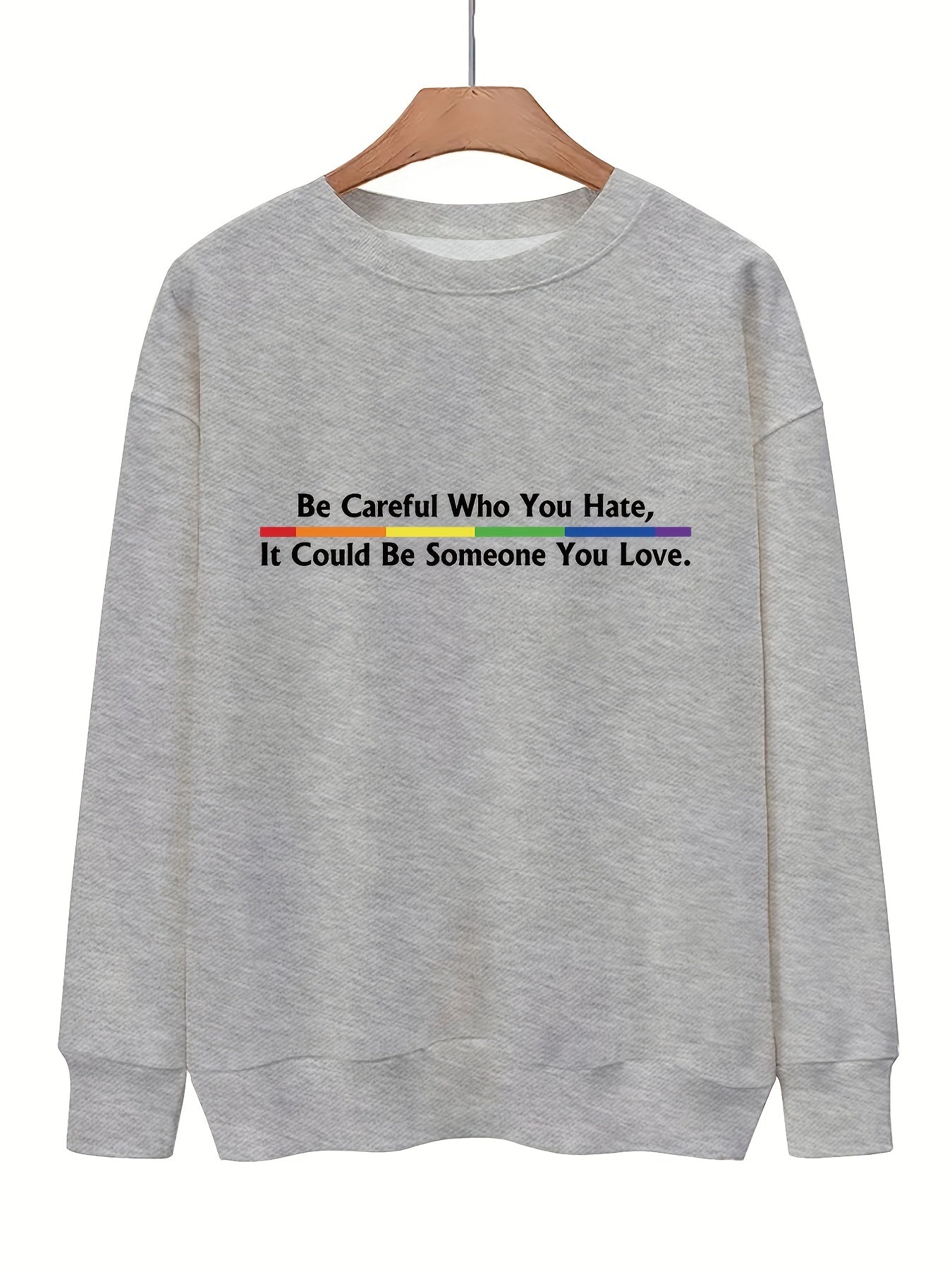 Slogan Print Crew Neck Sweatshirt for Women