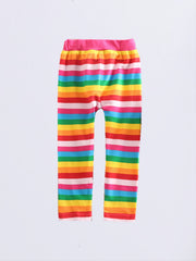 Girls Rainbow Striped Leggings for Autumn and Spring