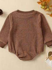Baby Boys Waffle Long Sleeve Romper