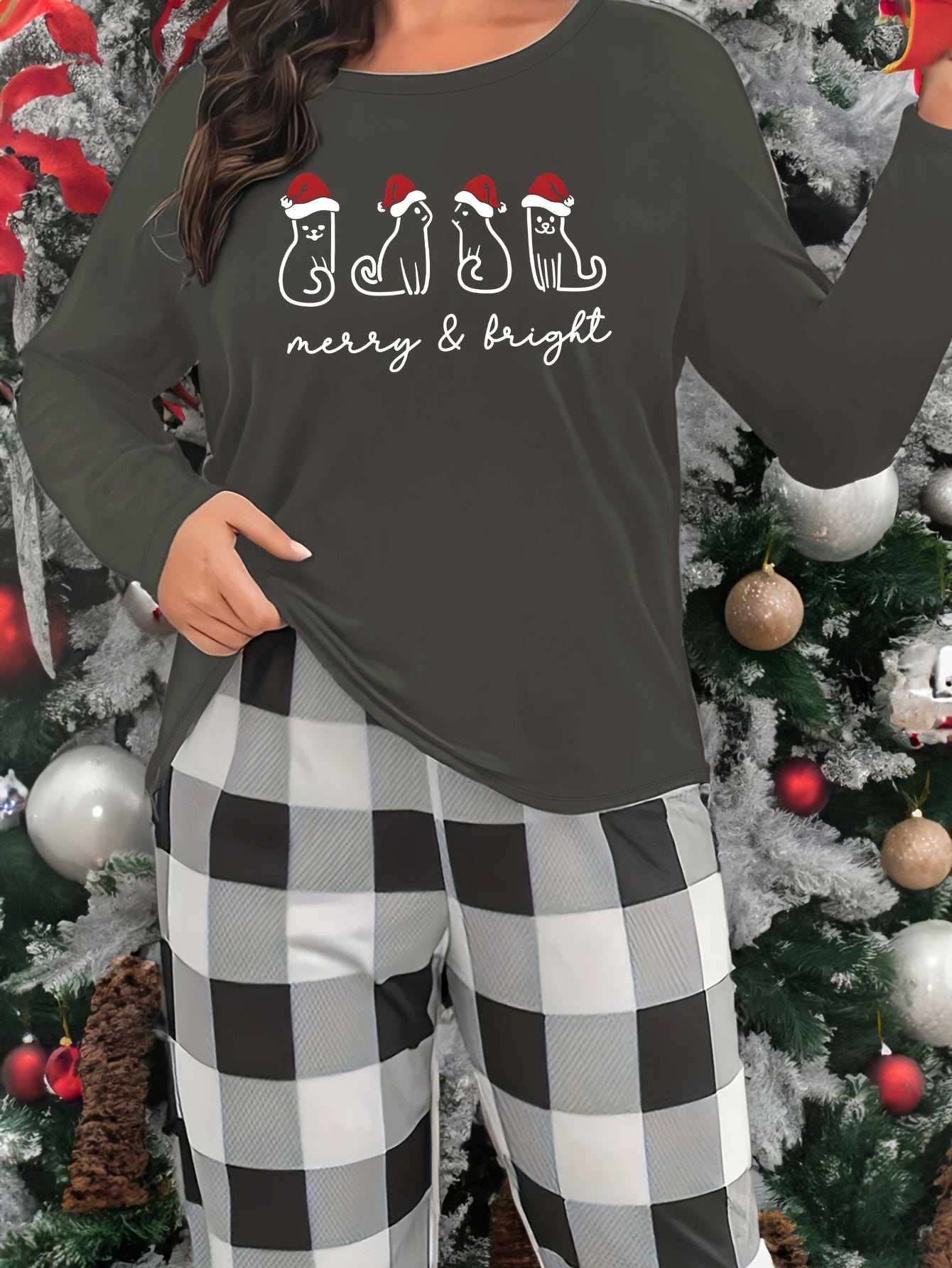 Cartoon Cat Print Lounge Top Women's Sleepwear
