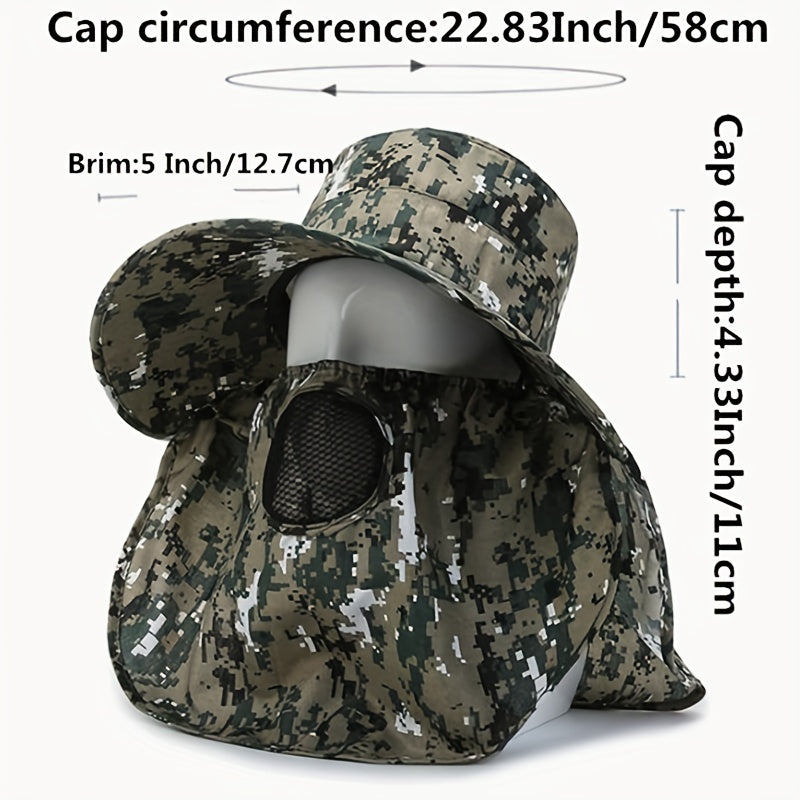 Men's Outdoor Sunshade Hat with Face Mask Fisherman Hat