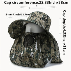 Men's Outdoor Sunshade Hat with Face Mask Fisherman Hat