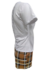 Spring Summer Two piece Set Queen Letter Tee & Plaid Shorts Outfit
