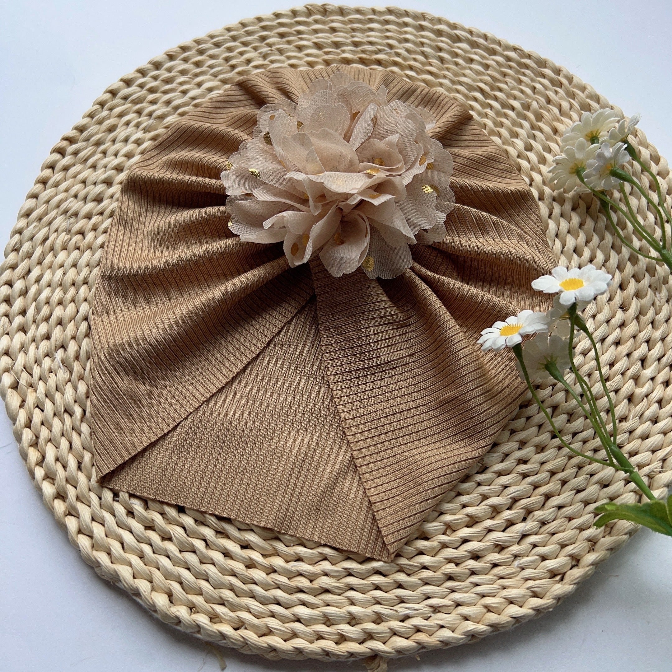 Baby Girls Flowers Decor Cap Soft Hair Wrap Head Accessories