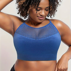 Mesh Racer Back Padded Sports Bra Medium Stretch Yoga Workout Bra