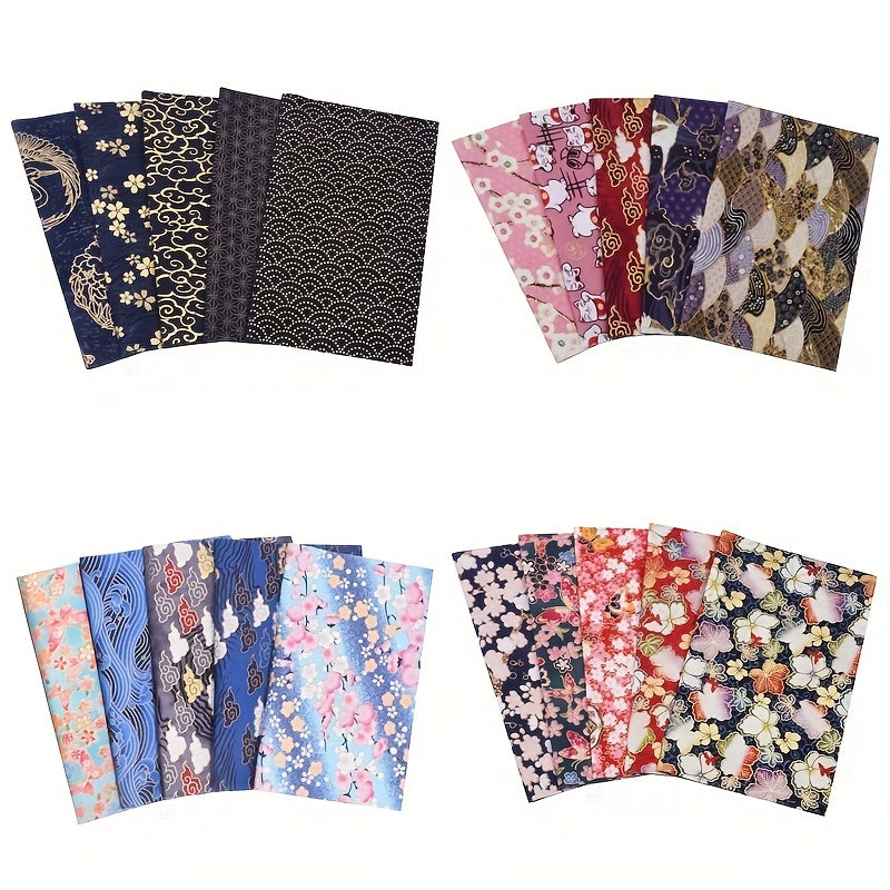 5pcs Japanese Cotton Fabric Bundle Patchwork Sewing Dolls Bags