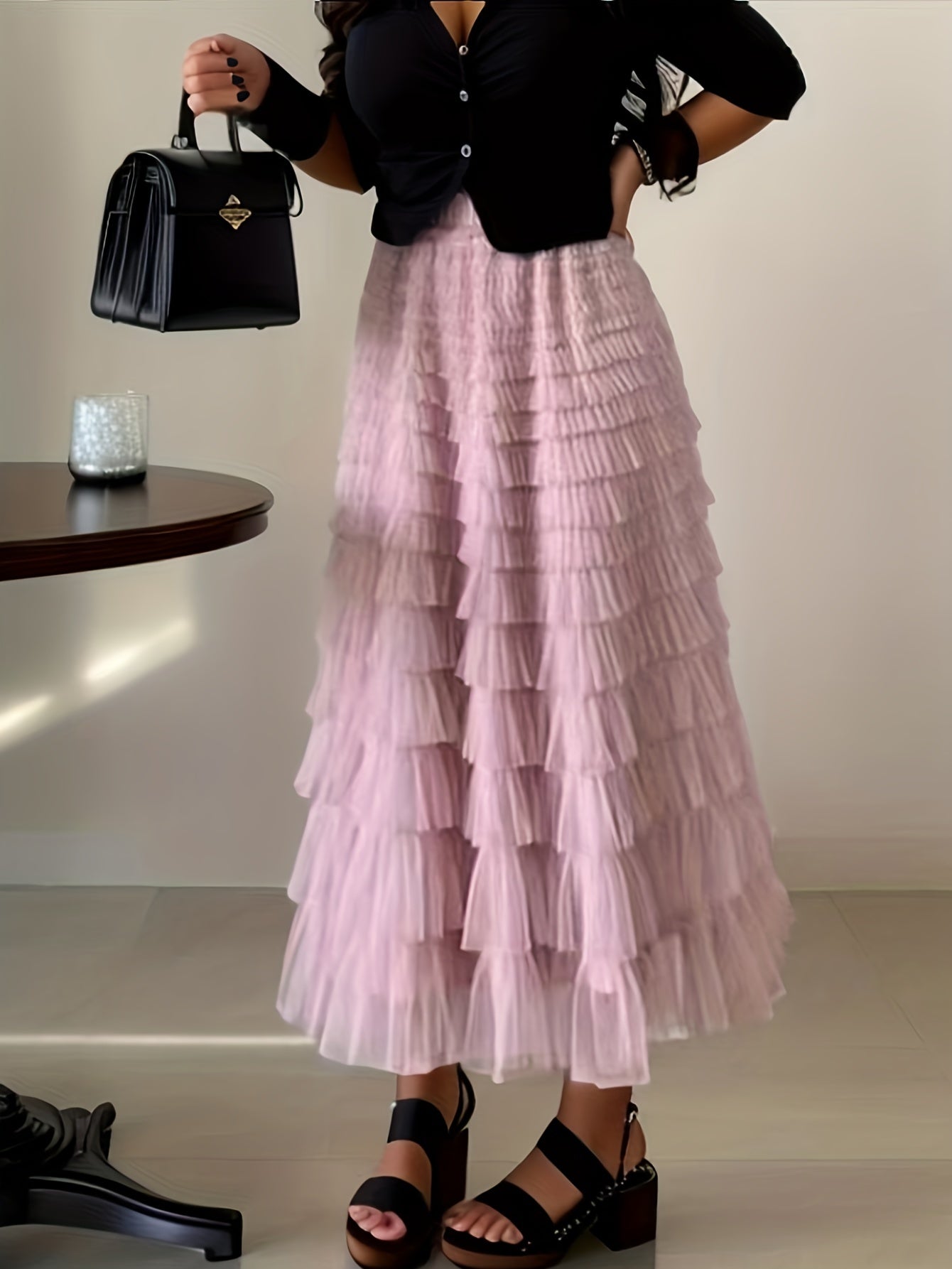 Layered Ruffles Tulle Skirt for Women