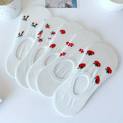 5 Pairs Fruit Floral Print Ankle Socks Women's Stockings