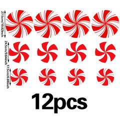 12pcs Red Candy Stickers Christmas Decoration