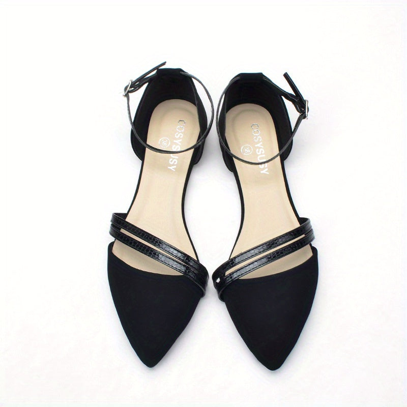 Women's Flat Sandals Lightweight Pointed Toe Buckle Strap Shoes