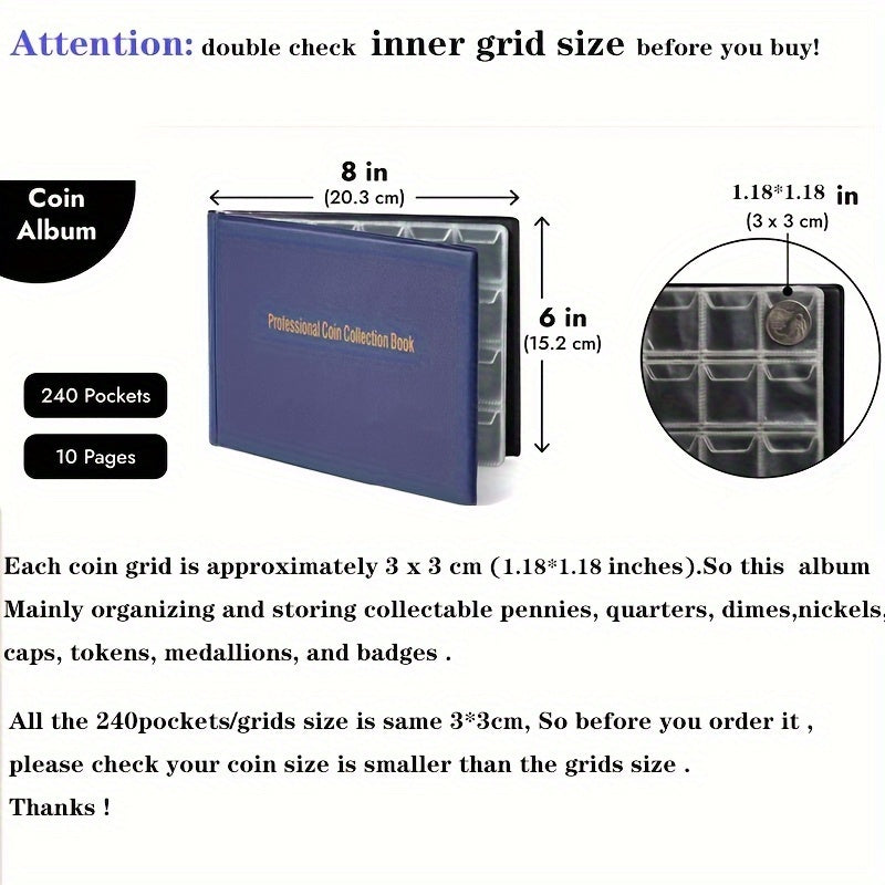240 Pockets Coin Collection Holder Book