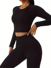 Women's Breathable Long Sleeve Workout Set