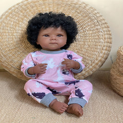 Dark Skin Bettie Vinyl Baby Girl Doll with Rooted Hair Brown Eyes