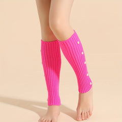 Faux Pearl Leg Warmers Knitted Knee High Socks
