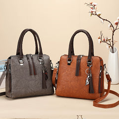 4pcs Retro Pendant Tote Crossbody Bag Set PU Leather Shoulder Bag