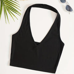 Ribbed Halter Neck Camisole Women's Vest Top
