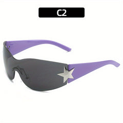 Y2K Wrap Around Sunglasses Gradient Lens One Piece Glasses