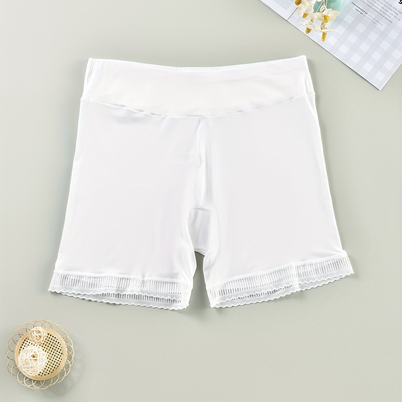 Panty Women's Plus Contrast Lace Trim Safety Shorts