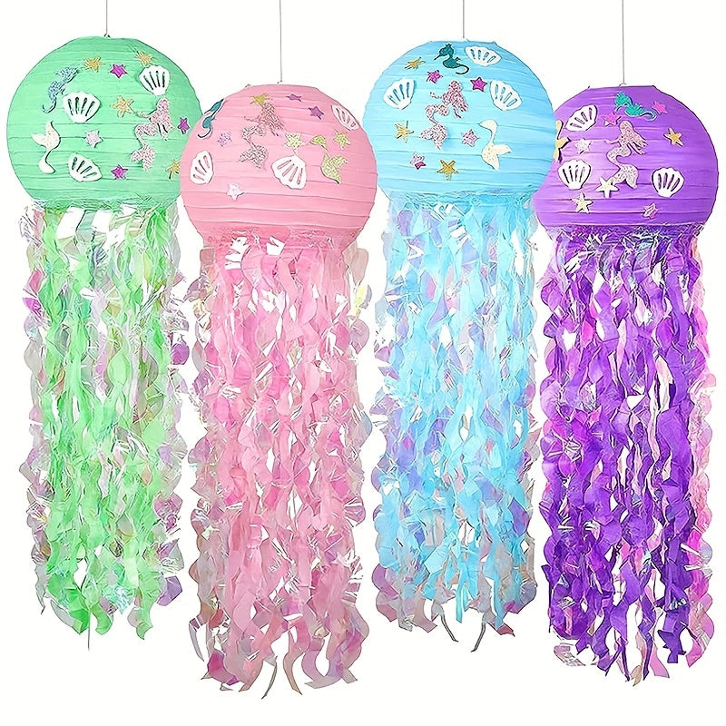 Creative Jellyfish Lantern Colorful DIY Paper Lantern Birthday Party Decoration