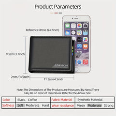 Men's Casual Leather Wallet with ID Card Holder