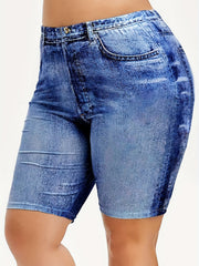 Denim Print High Waist Leggings for Women