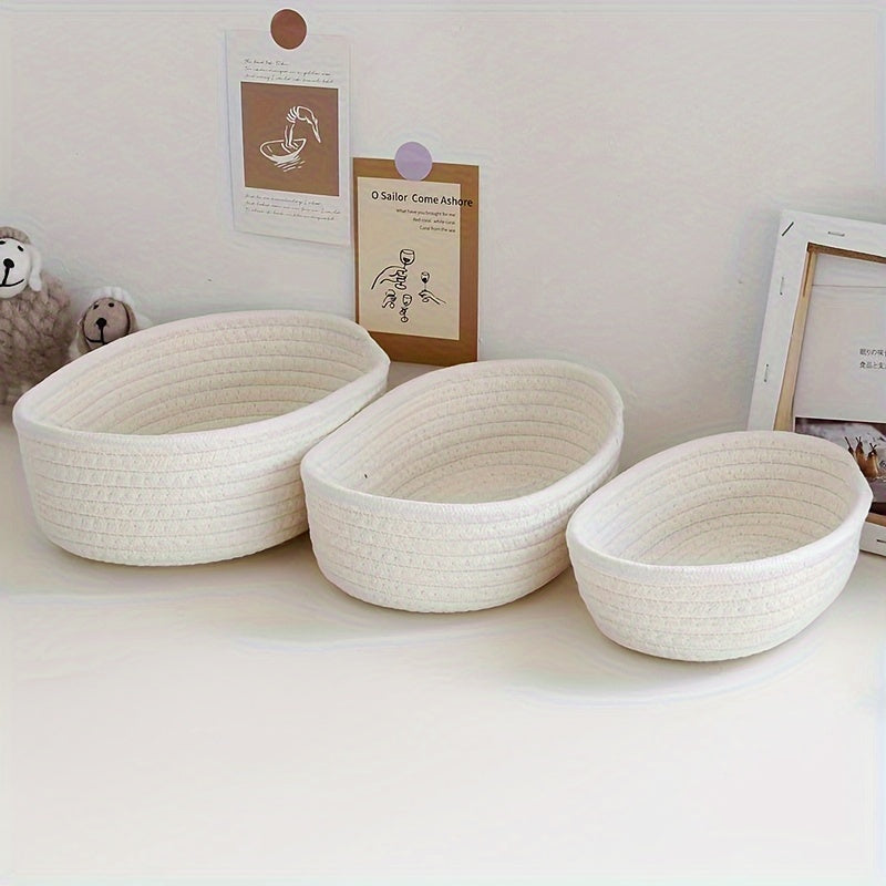 Foldable Desktop Organizer Varnished Finish Woven Basket for Office Supplies