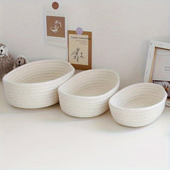 Foldable Desktop Organizer Varnished Finish Woven Basket for Office Supplies