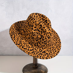 Fashionable Charm Bell Shaped Big Brim Jazz Hat Male Leopard Ring Decoration
