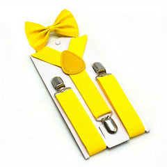 Solid Y Back Suspenders Pants & Bow Tie Set for Kids