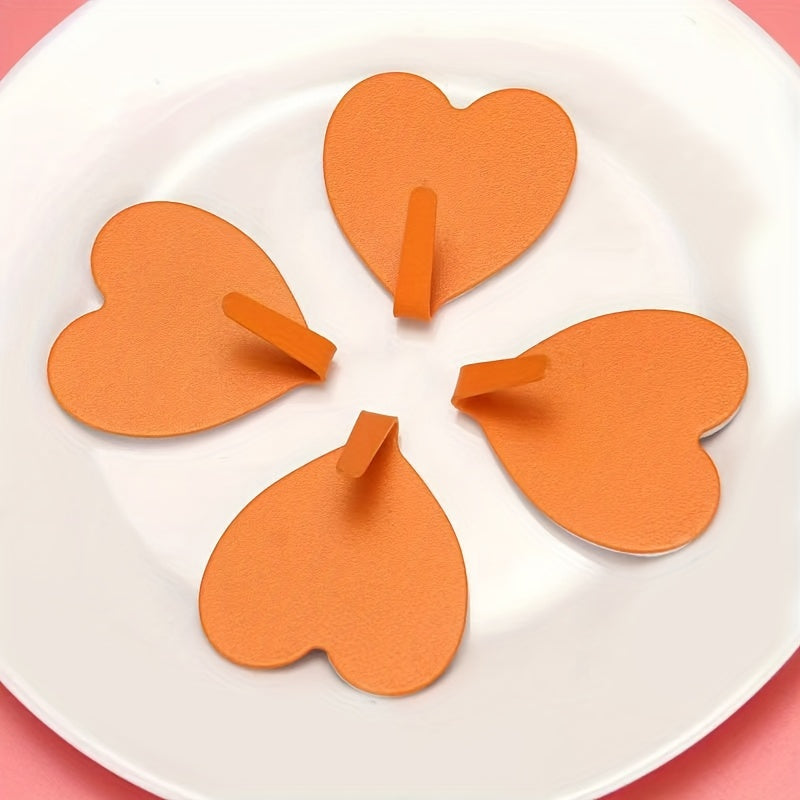 4pcs Heart shaped Sticky Hooks Peach Heart Metal Hooks With Adhesive
