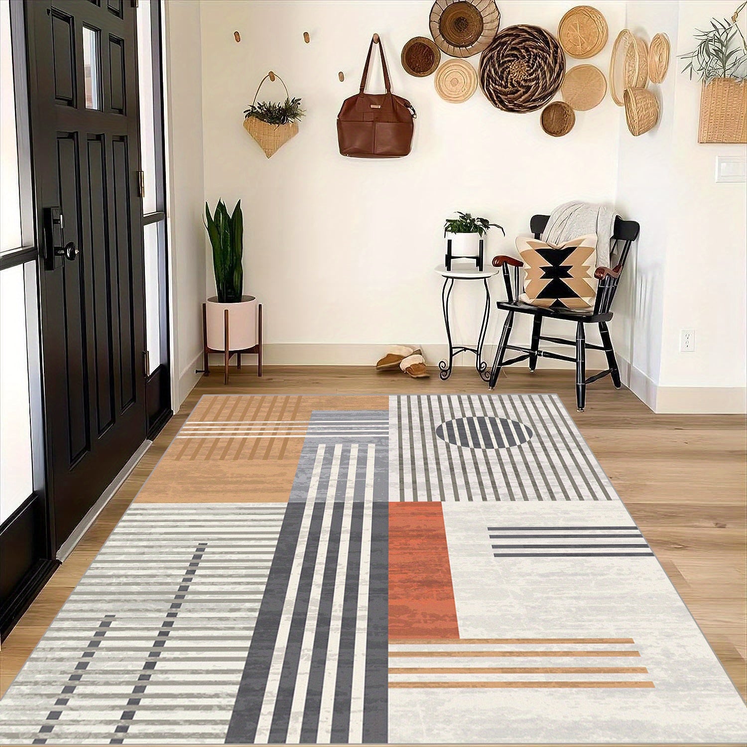 Soft Geometric Carpet Floor Mat Non Slip Area Rugs Washable