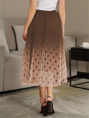 Polka Dot Gradient Pleated Maxi Skirt