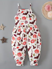 Girls' Halloween Bat Cami Jumpsuit - Sleeveless Cartoon Print