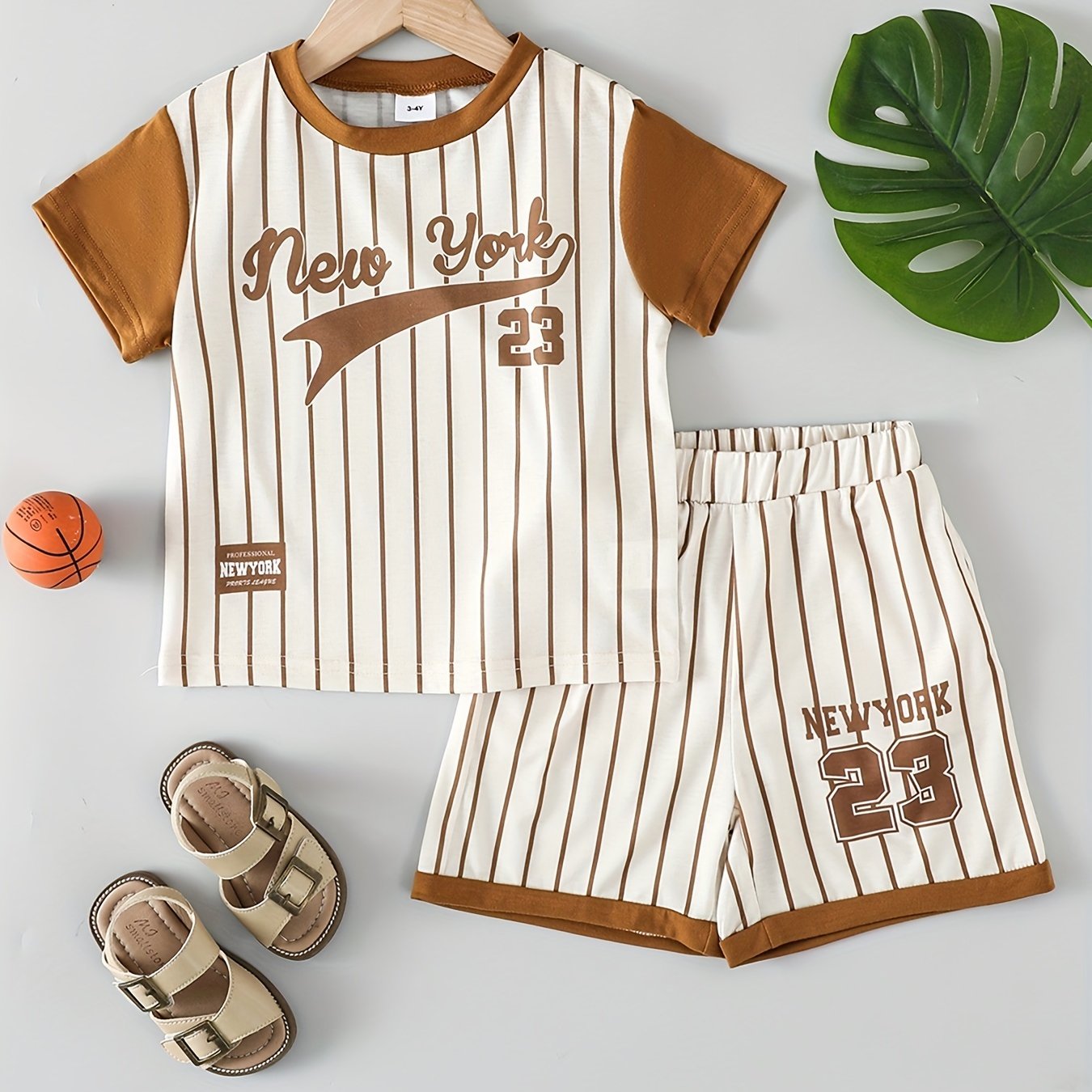 Boys York Number 23 Striped Casual Outfit Round Neck T shirt & Shorts