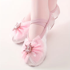 Pink Princess Dance Shoes with Bowknot Soft Sole Sneakers for Kids