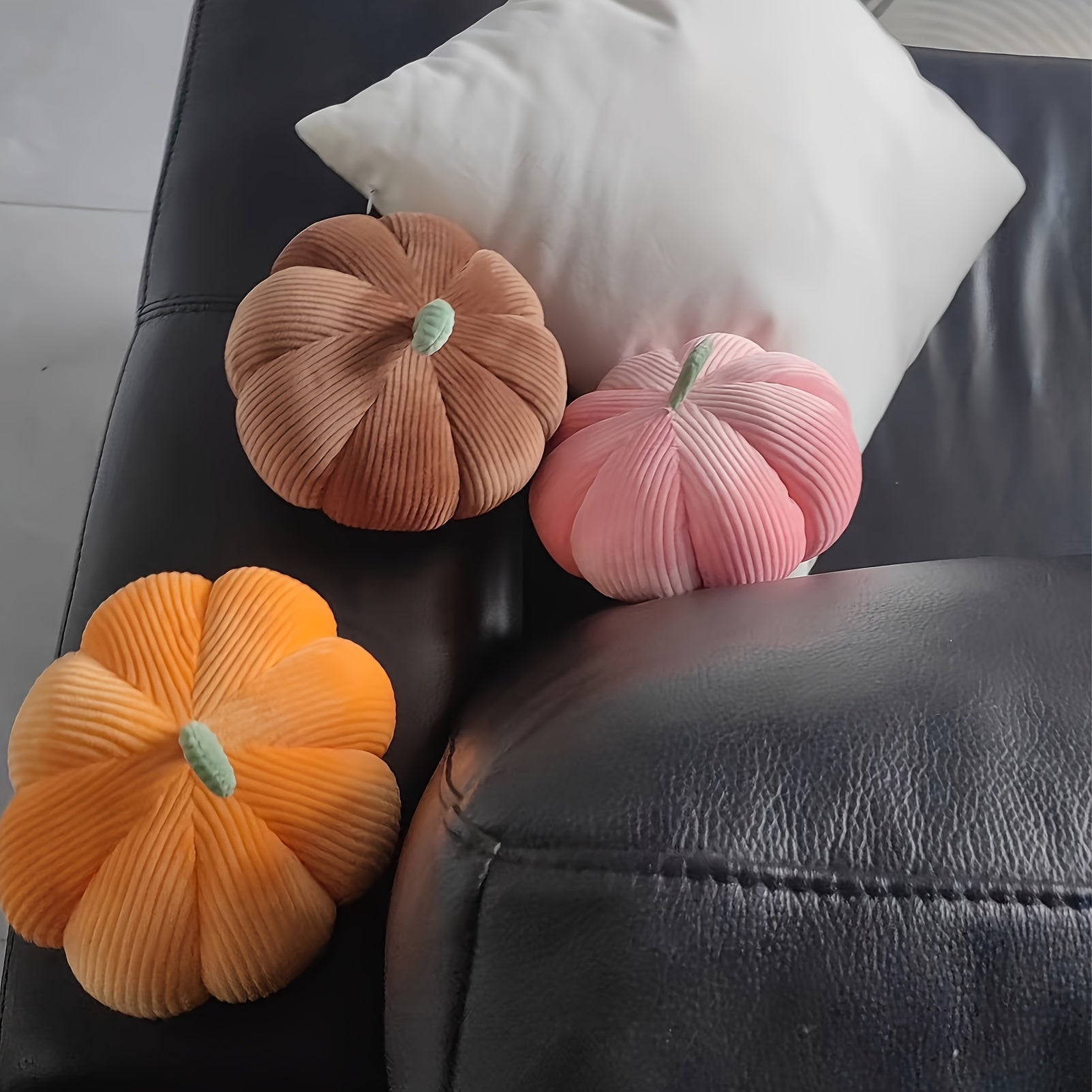Striped Pumpkin Plush Toy 3D Fluffy Halloween Party Favors