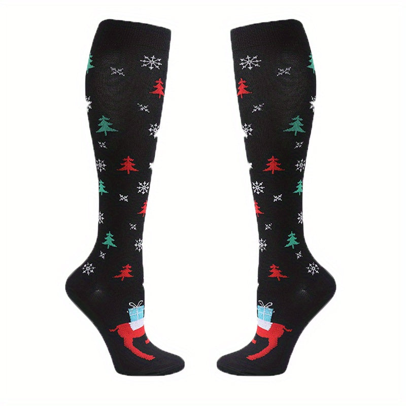 6 Pairs Christmas Compression Socks - 20-30mmHg Support - Men & Women