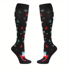 6 Pairs Christmas Compression Socks - 20-30mmHg Support - Men & Women