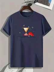 Trophy Pattern Print Men's Sports T-shirt