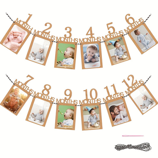1st Birthday Photo Pull Banner One Year Old Decoration