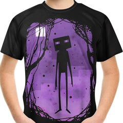 Purple Cartoon Pattern T-shirt For Kids Short Sleeve Top Casual Tee