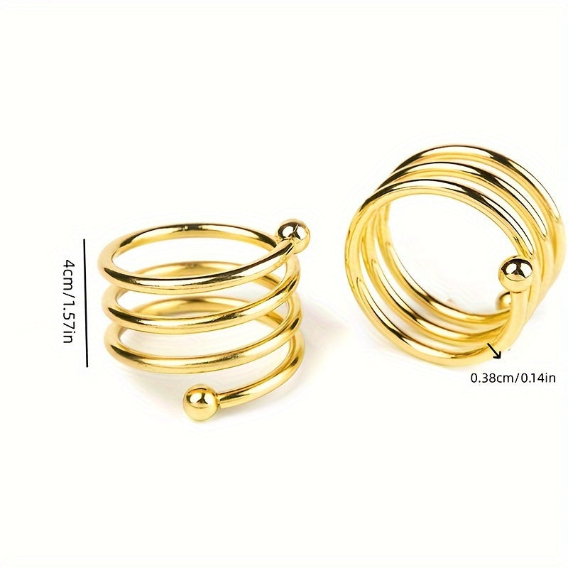 4pcs Golden Napkin Ring Round Napkin Holder For Wedding Dinner Table
